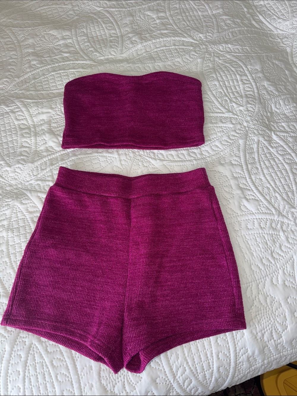 Knit Tube Top and High-Waist Shorts Set